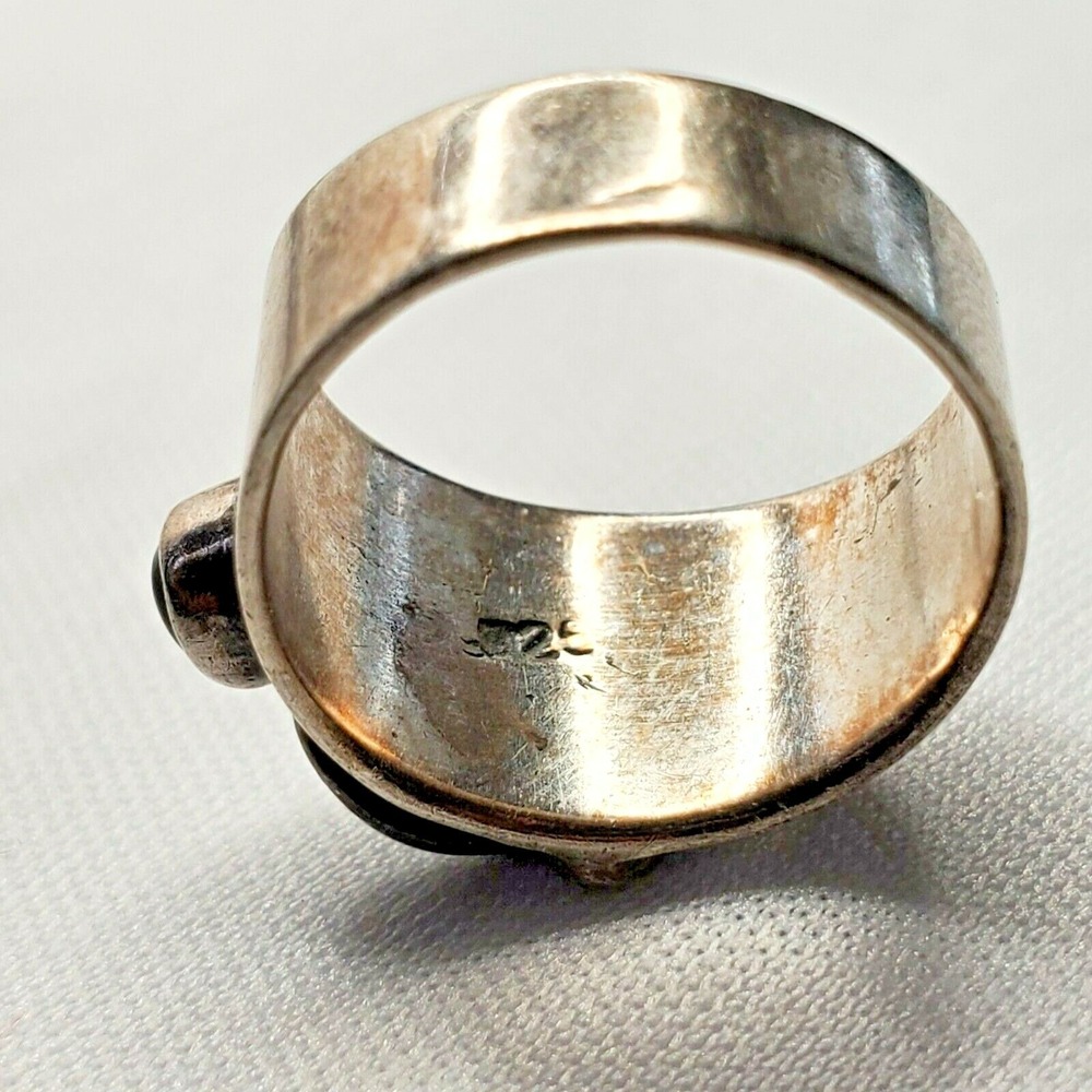 Vintage 925 Sterling Silver Abstract Vine Black Onyx Buds Design Ring Size 6.75 - Picture 10 of 12